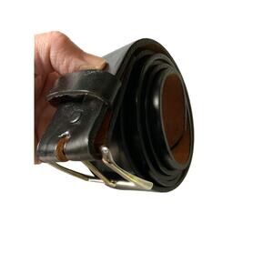 Mens Black Leather Belt Top Grain Oil Tan Leather Belt Square Buckle Size 56 Z6